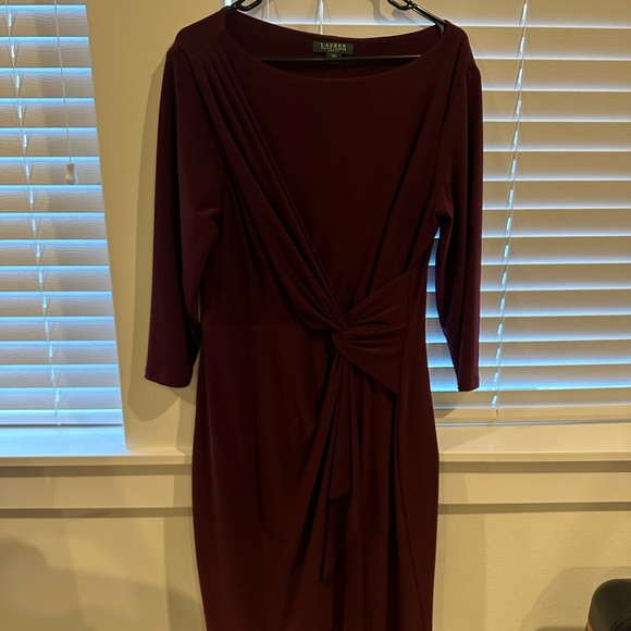 Ralph Lauren Twisted-Knot jersey dress in wine / burgundy color - Picture 3 of 4
